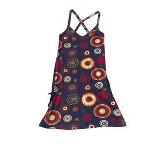 Desigual Colorful Geometric Patterned Sun Dress Sz Medium Cross Strap Back